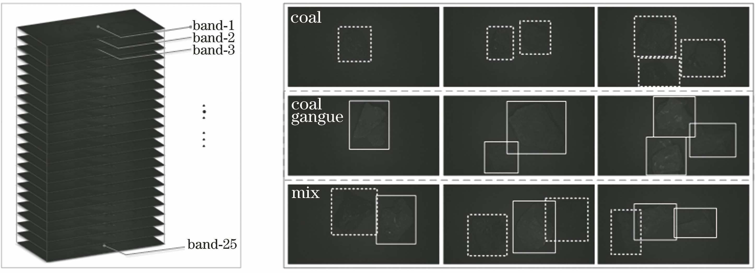 Multi-spectral image of coal and coal gangue