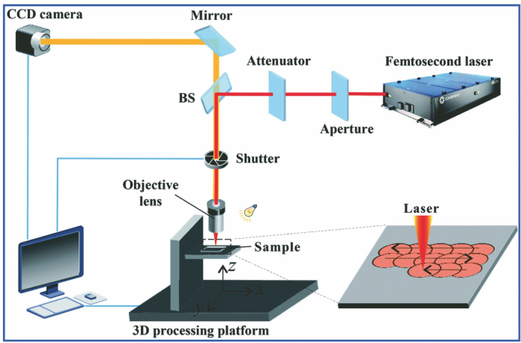 Schematic illustration of femtosecond laser processing system[31]