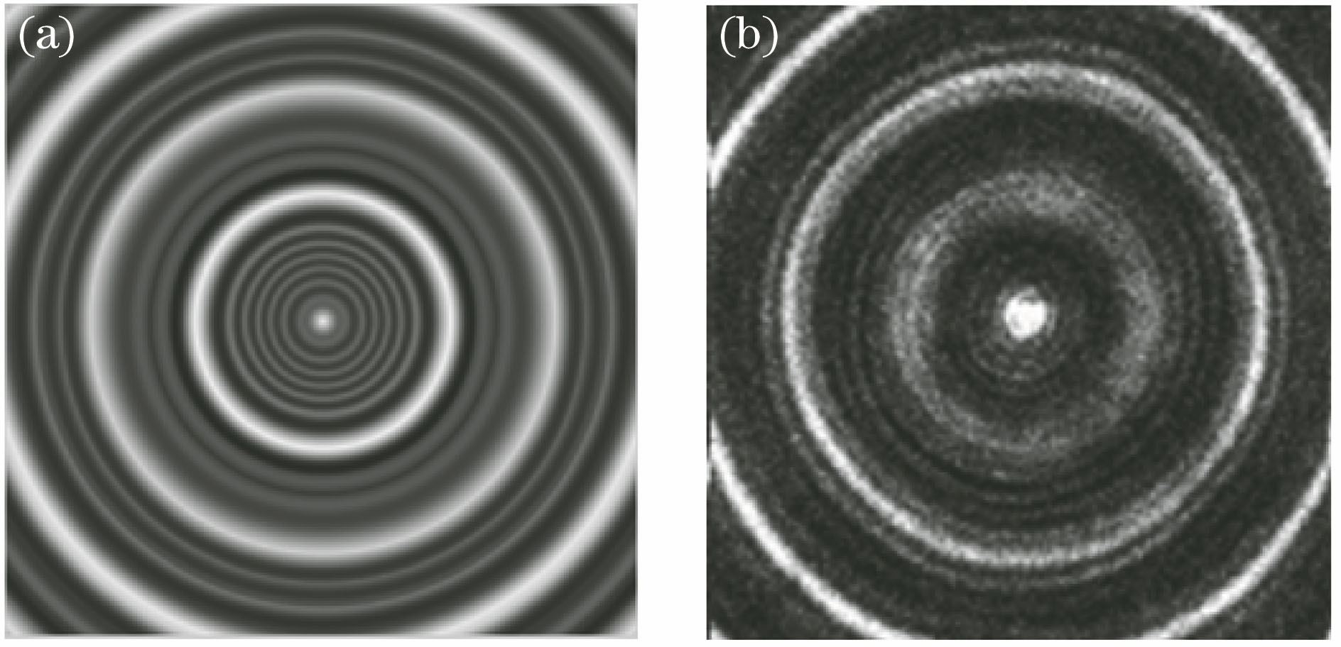 Images of three-dimensional perturbation with schlieren system. (a) Theoretical result; (b) experimental result