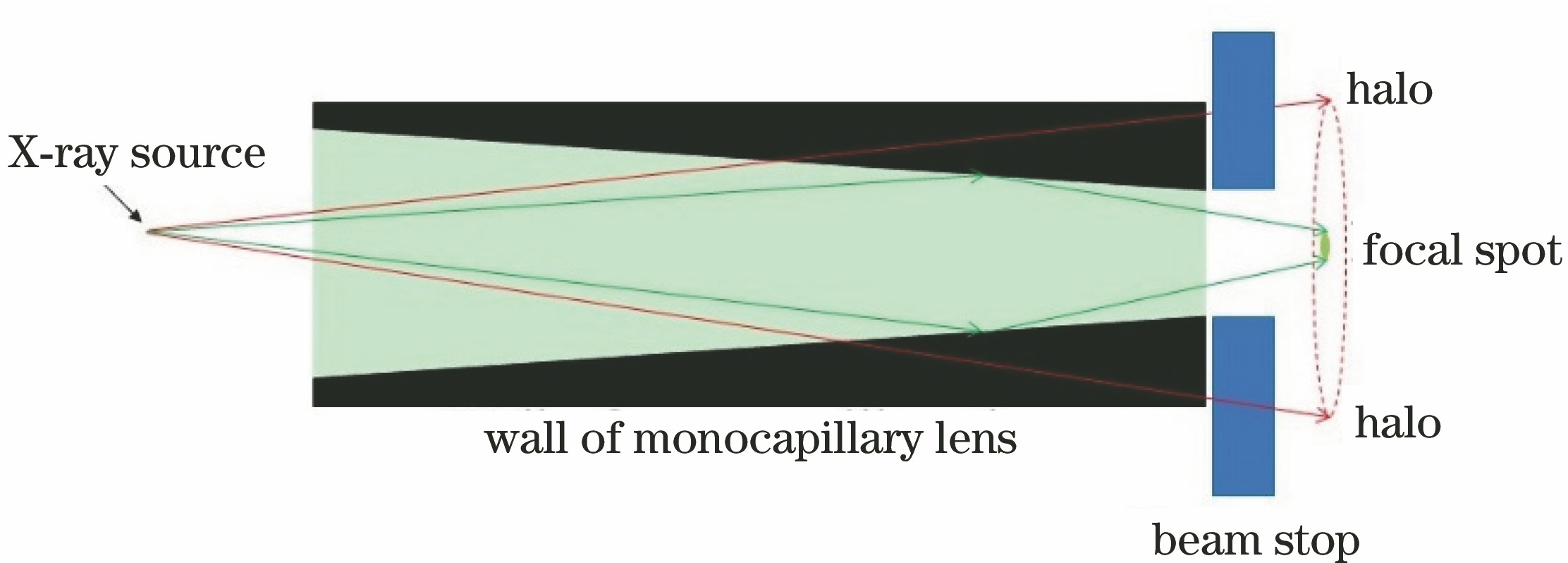 Schematic of X-ray penetrating monocapillary lens