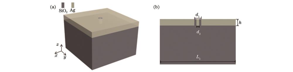 Coaxial structure. (a) Overall diagram; (b) longitudinal cross-section of the structure