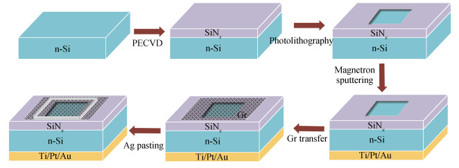 Fabrication process of Gr/n-Si Schottky photodetector