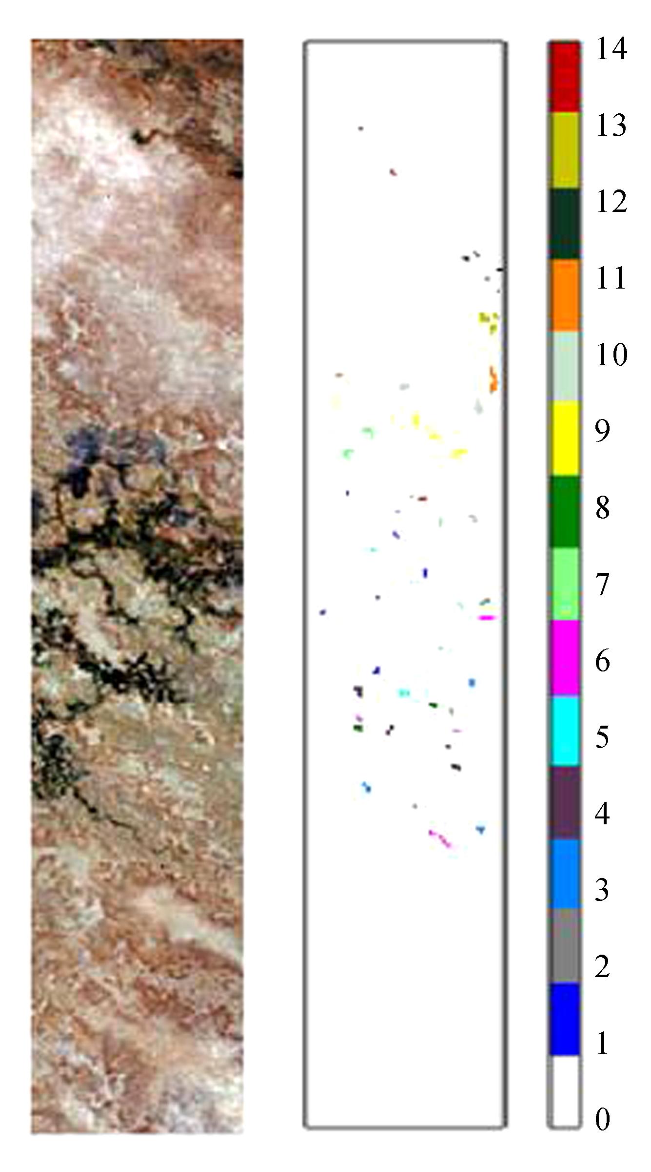 Hyperspectral Botswana image and its reference map