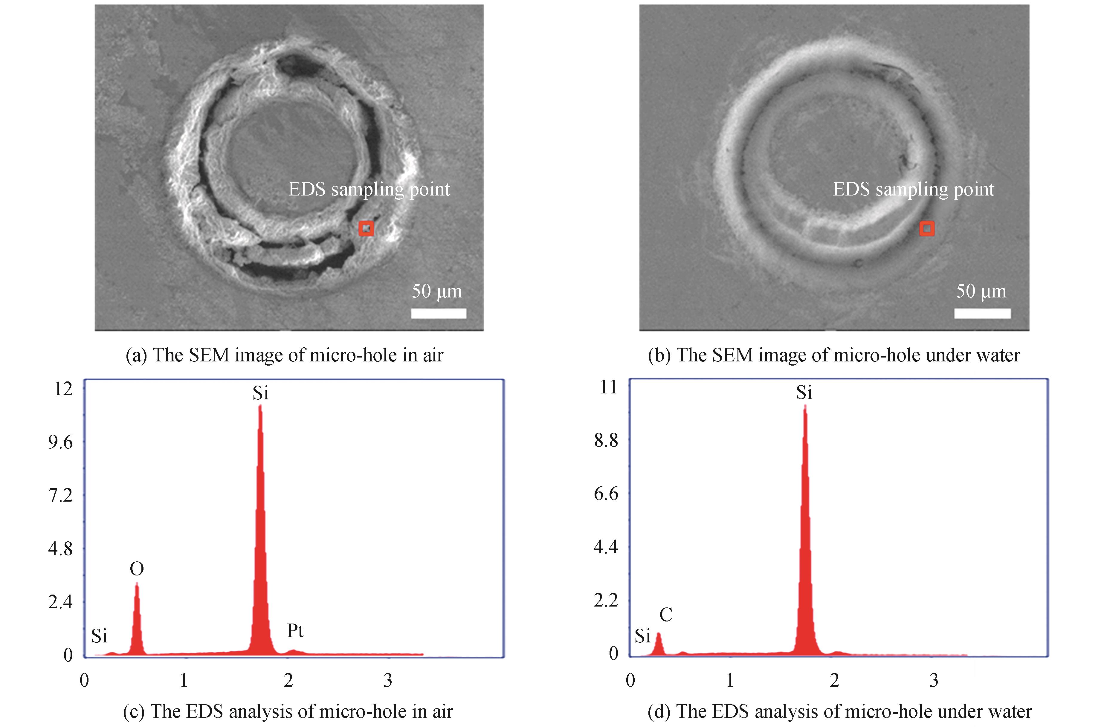 The SEM image and EDS analysis of micro-hole