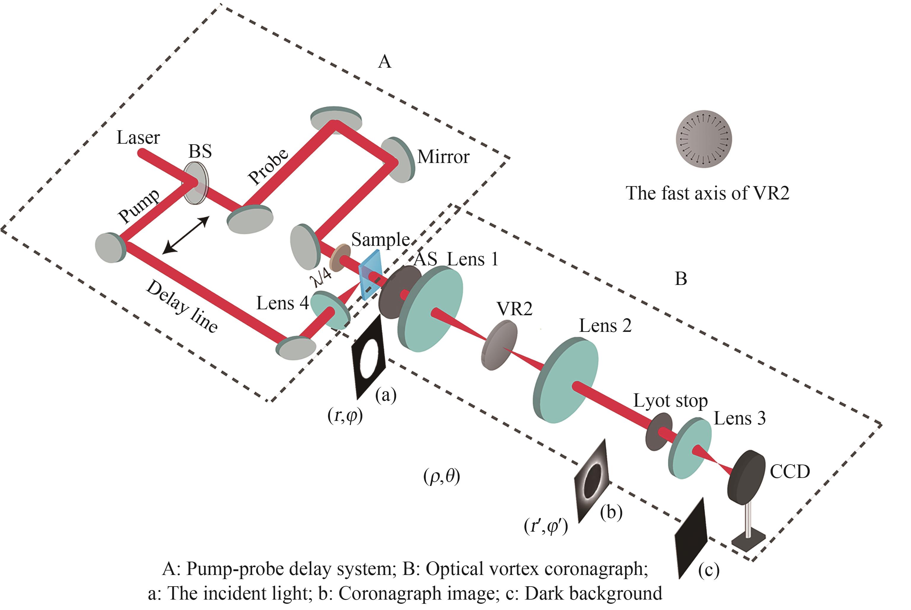 Experimental diagram of time-resolved optical vortex coronagraph