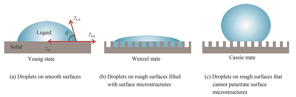 Typical wetting state of droplets on solid surface