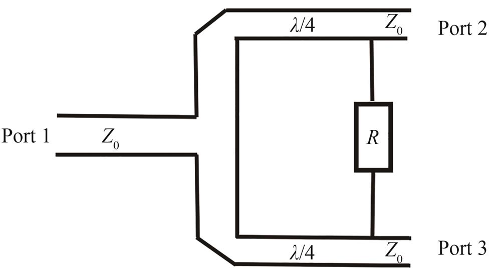 Single section one-divided-two Wilkinson power divider