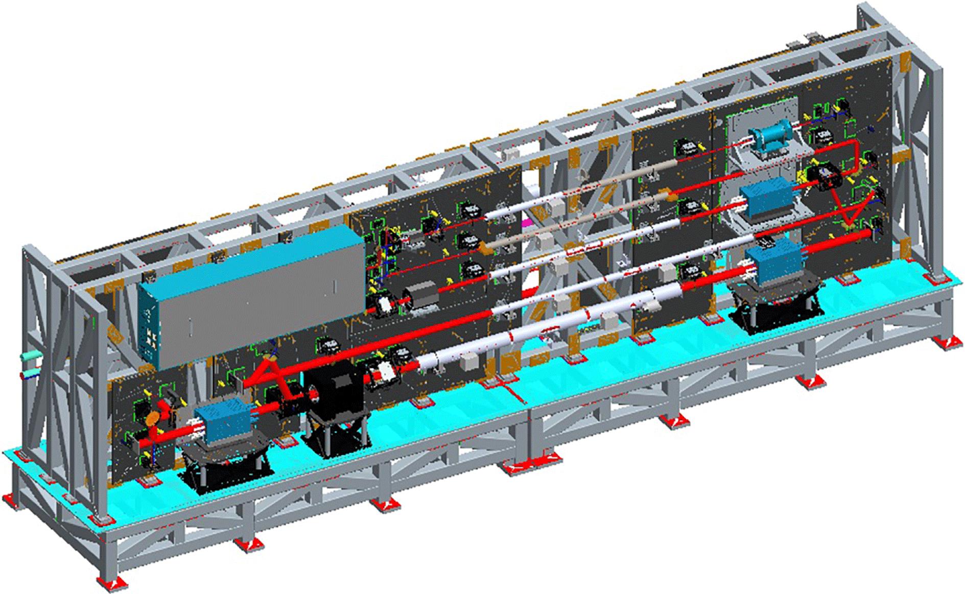 The 3D drawings of the main part of the 100-J-level laser system.