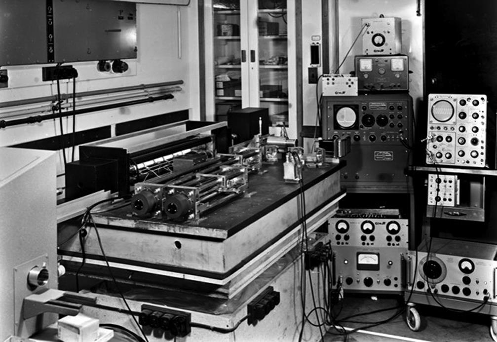 Ed Ballik’s 1.15 μm HeNe laser at Oxford 1963–1964. (Picture courtesy of the University of Oxford.)