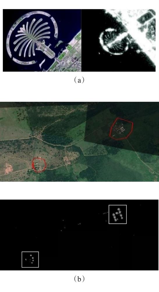 Buildings are characterized by visible light remote sensing in night light remote sensing images(a) Local structural similarity(b) Remote context