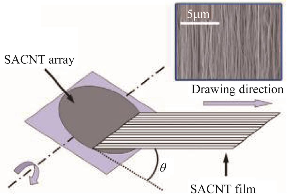 Schematic diagram of carbon nanotube films prepared by different angle stretching ［52］