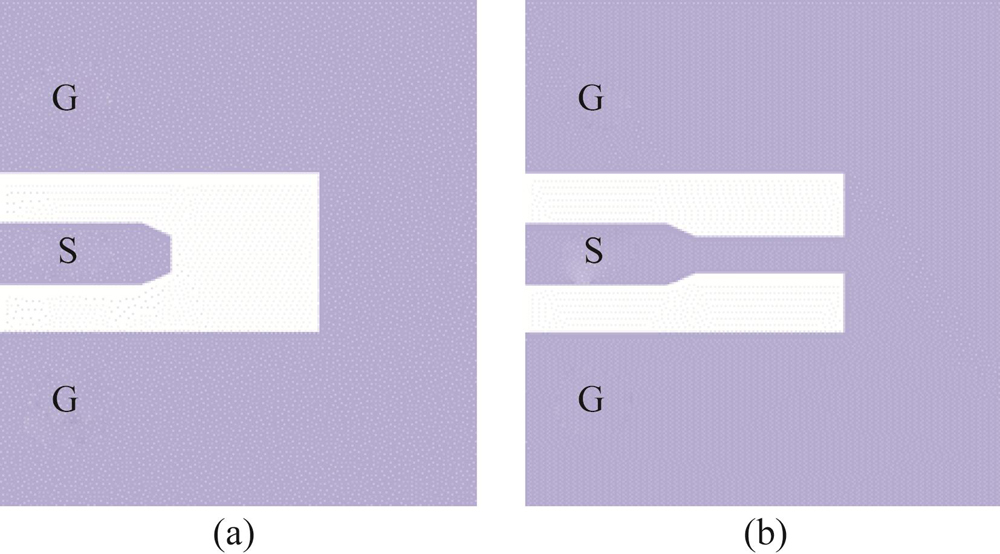 Layouts of test structure （a）open, （b）short