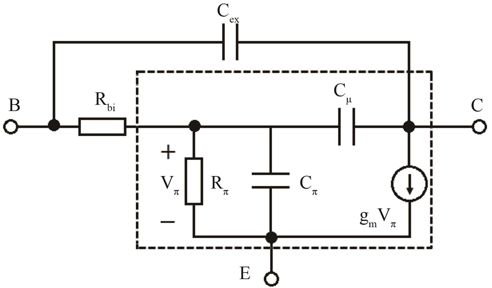The intrinsic part of π-topology small-signal equivalent circuit model of HBT devices