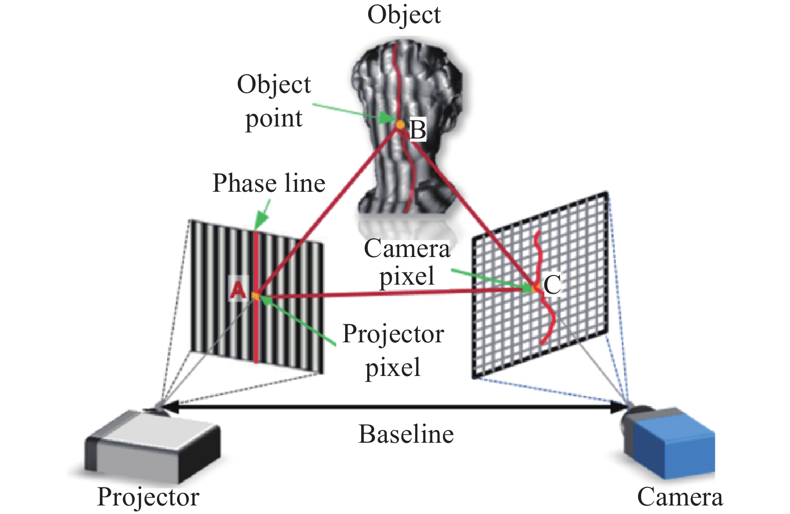 Diagram of fringe projection 3D imaging