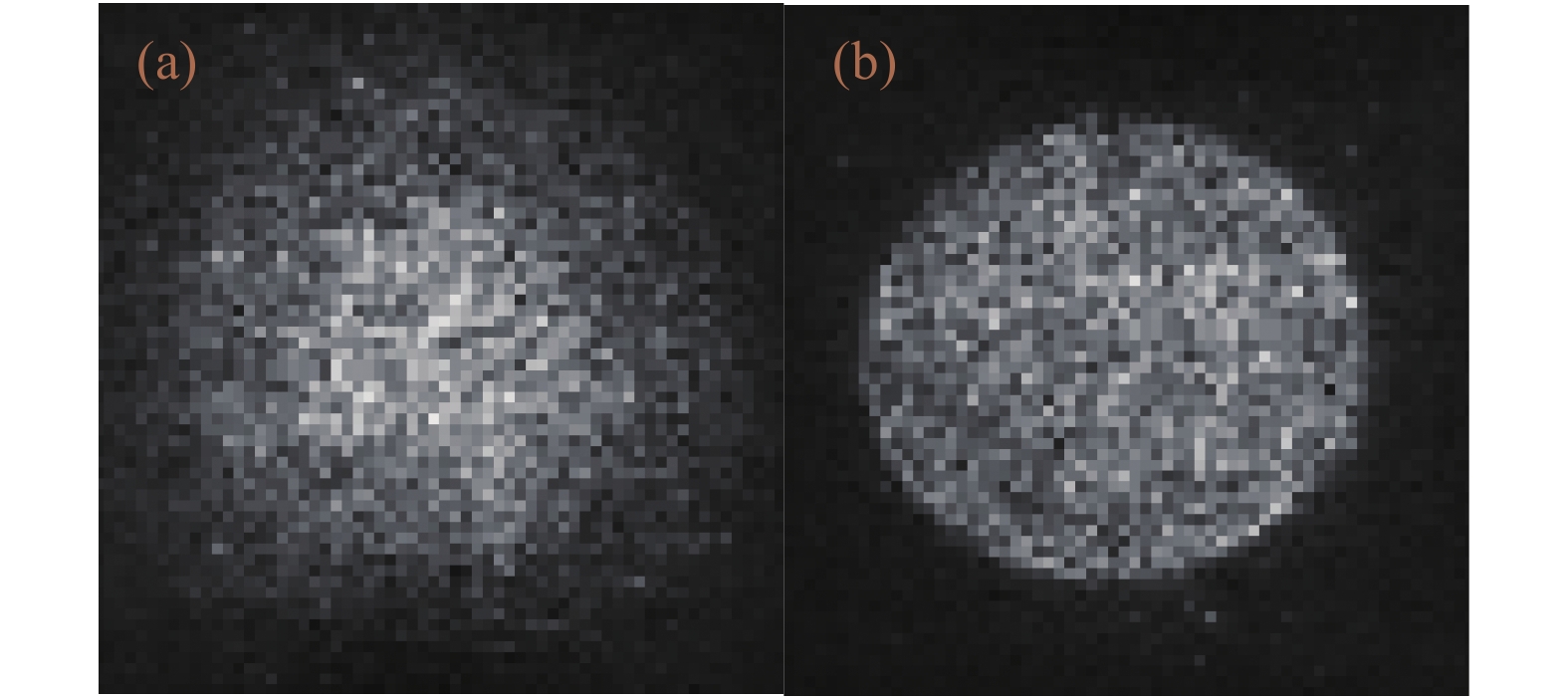 (a) Spatial intensity distribution of original laser beam, (b) spatial intensity distribution of laser beam after reshaping
