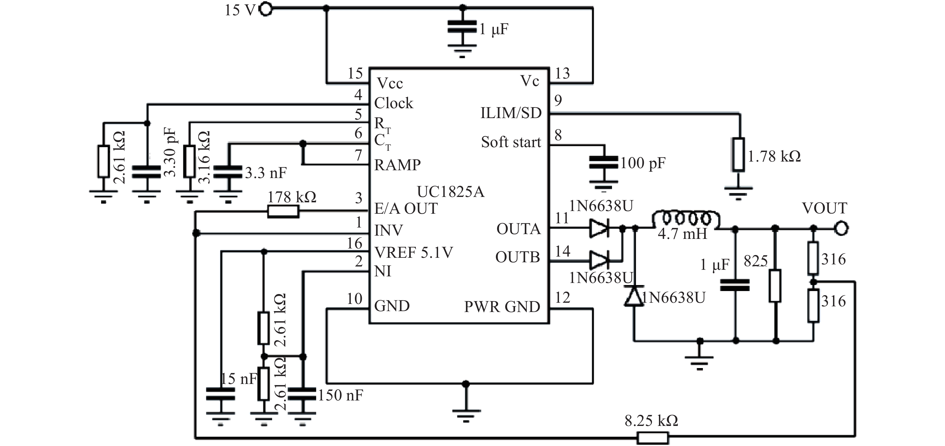Test schematic diagram of PWM UC1825A
