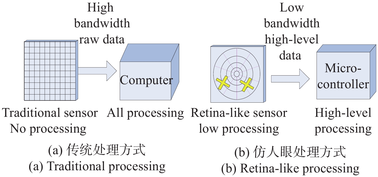 Comparison between traditional and bio-inspired retina-like image sensors