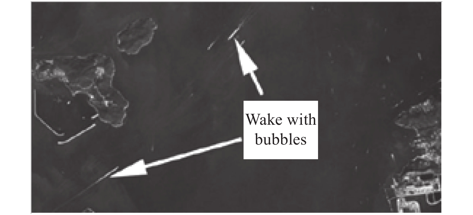 Optical remote sensing image of ship wake with bubbles