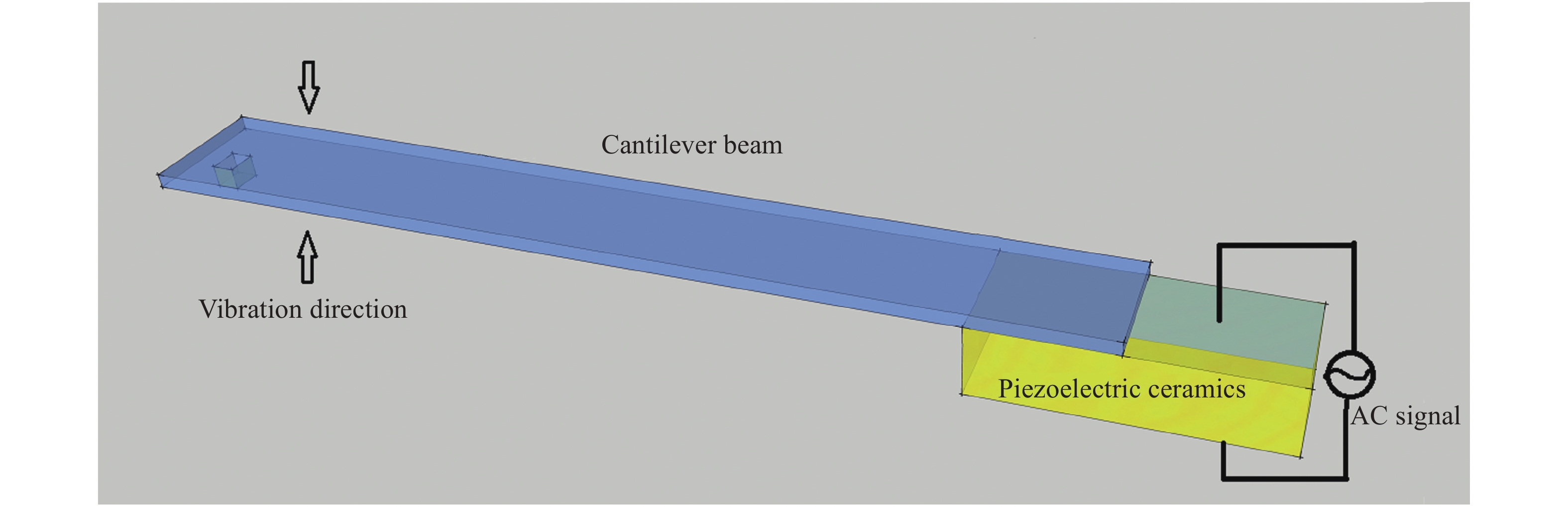 Schematic diagram of piezoelectric single arm cantilever beam