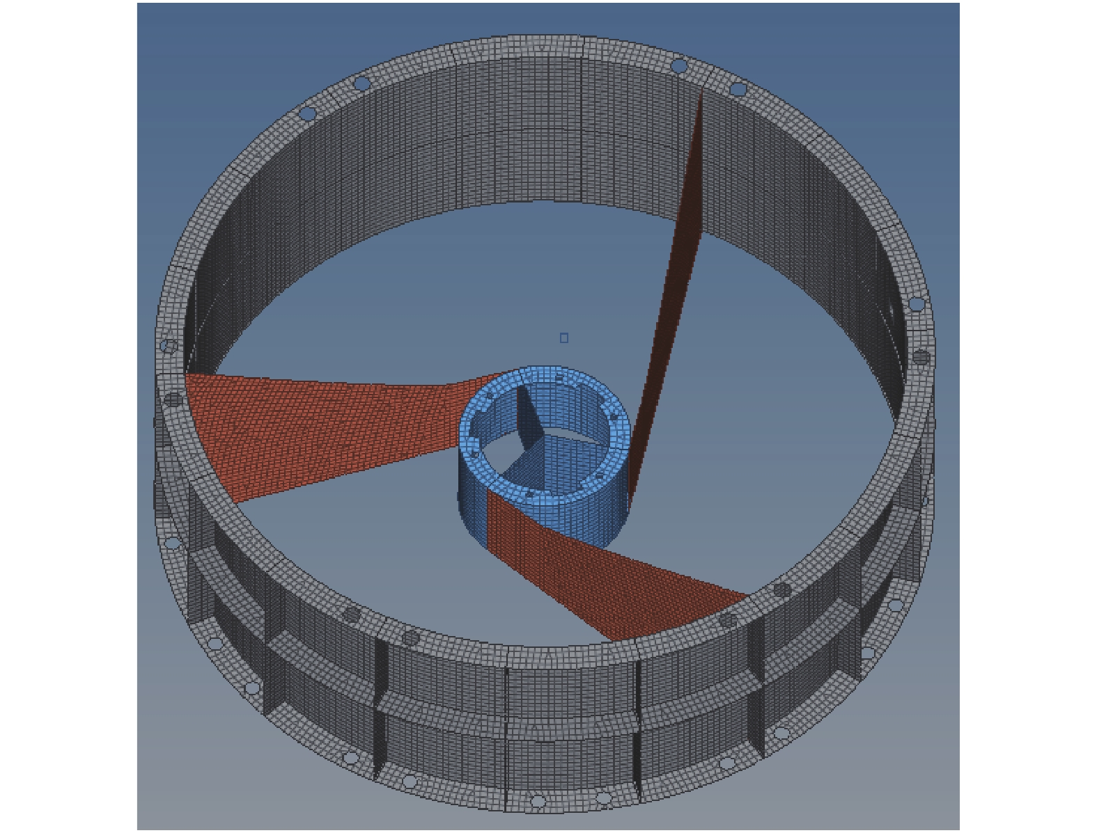 Finite element model of secondary mirror bearing cylinder