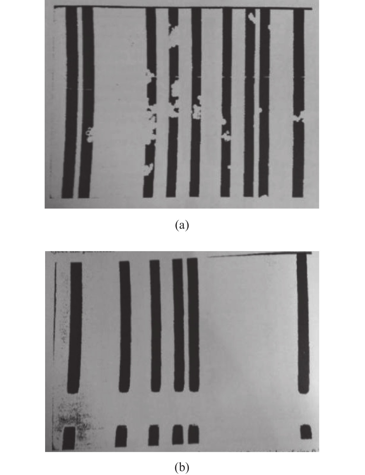 (a) A silicon mask with Al2O3 spherical pollution particles atta-ched; (b) Photo after KrF laser cleaning