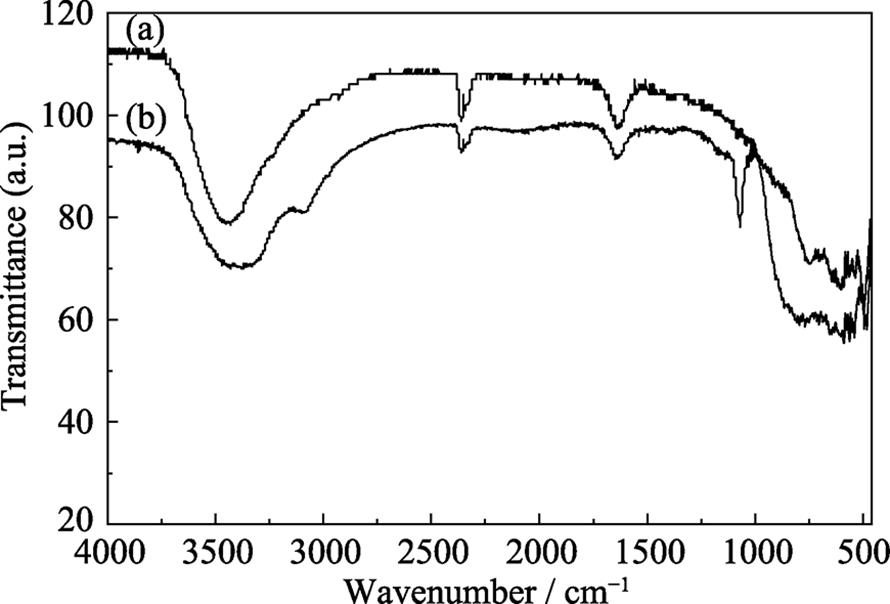Fourier infrared spectra of γ-Al2O3 (a) and amorphous alumina (b)