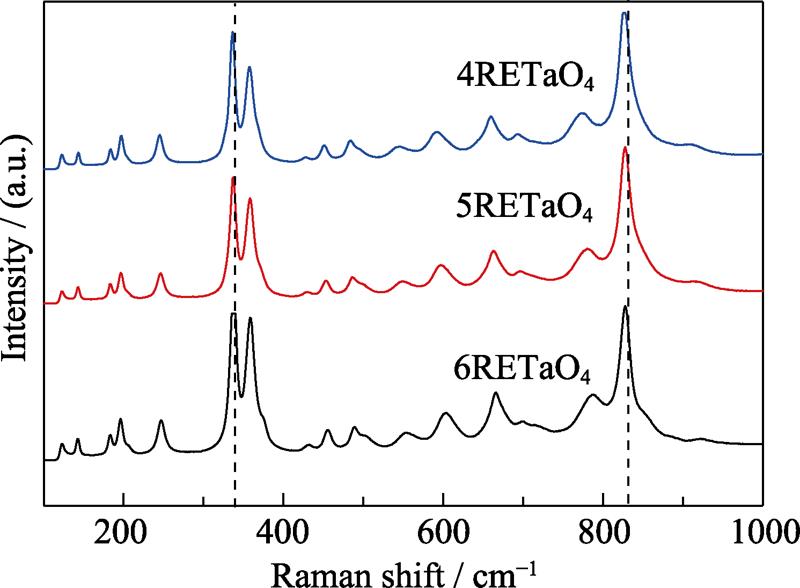 Raman spectra of high-entropy RETaO4 ceramics