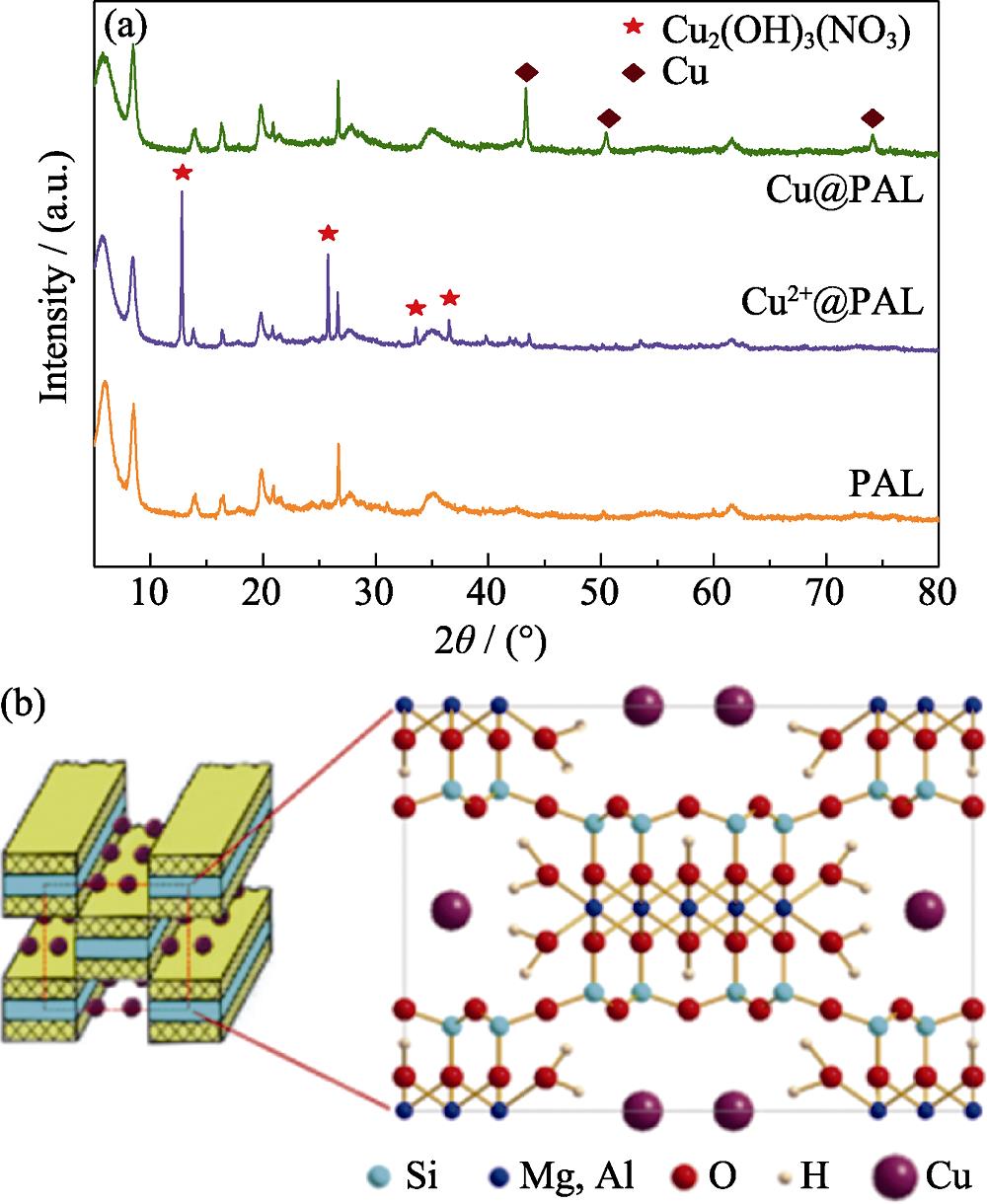 (a) XRD patterns of the samples and (b) structural schematic diagram of Cu@PAL