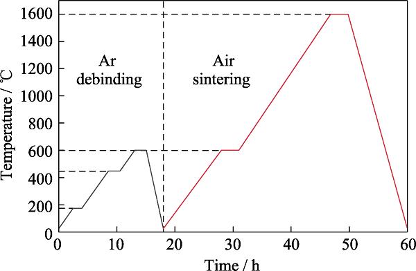 Sintering process curve in air after debinding in argon