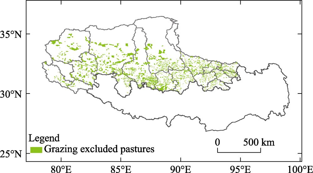 Spatial distribution of exclosures for grazing exclusion on the northern Tibetan Plateau