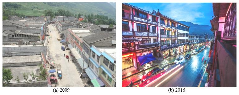 The comparison of landscape transformation of Mufu Town (2009-2016)