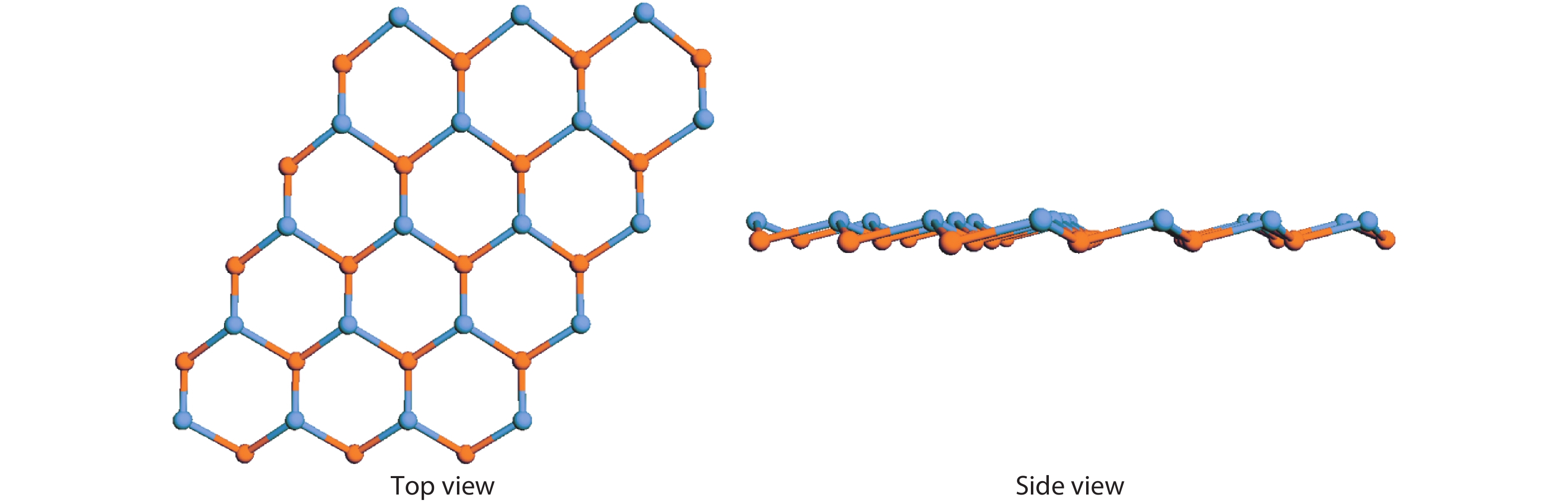 (Color online) Buckled honeycomb lattice of germanene.