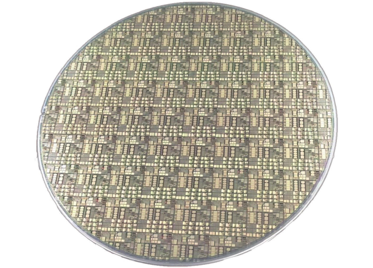 (Color online) Fabricated 200 mm GaN-on-SOI wafer with CMOS-compatible processing.