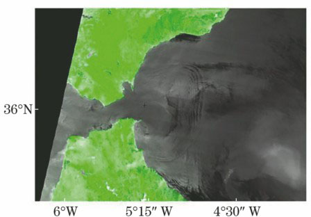 Internal waves of MODIS image in the Strait of Gibraltar in 2016