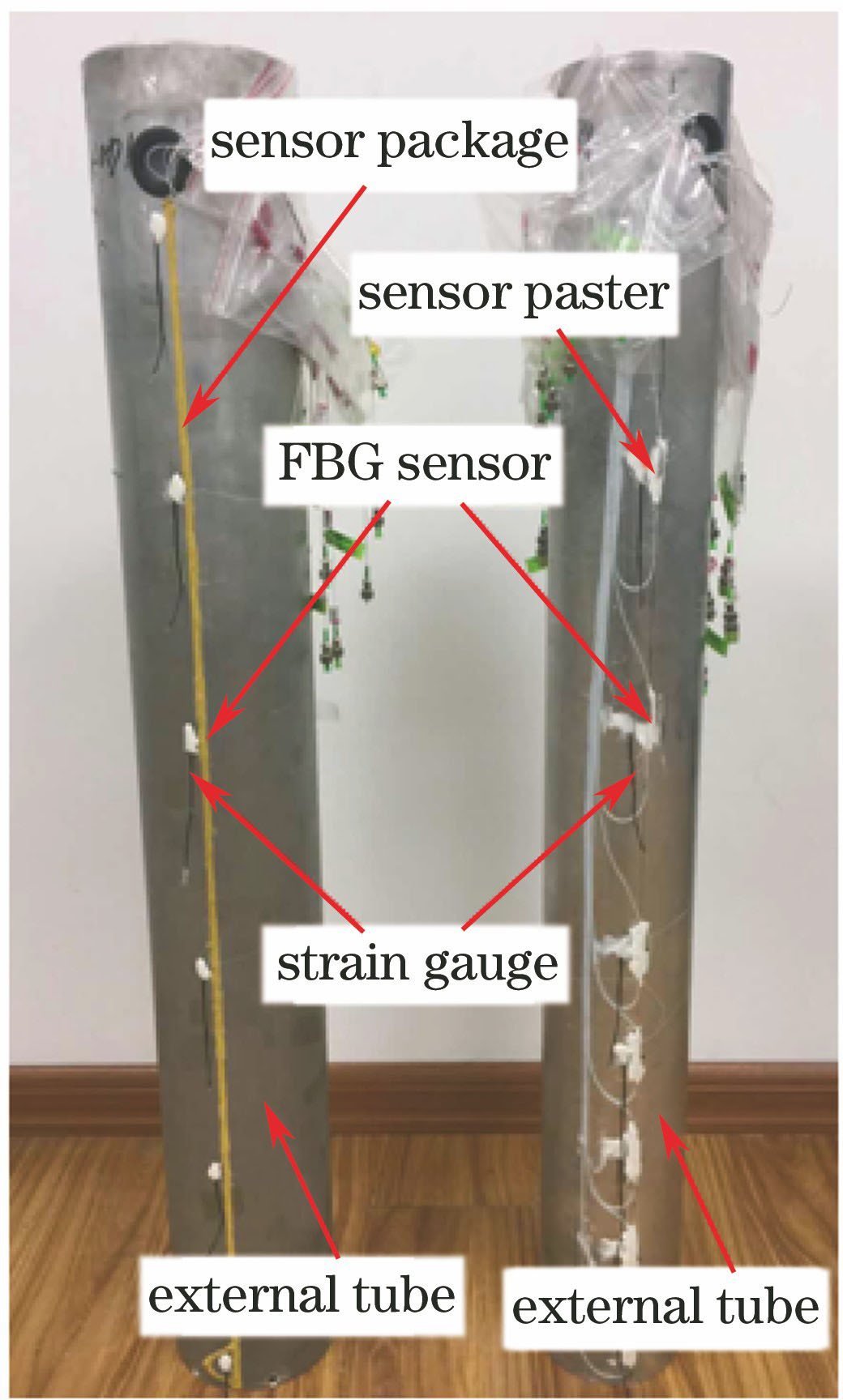 FBG sensor and strain gauge installation of mode pipe pile