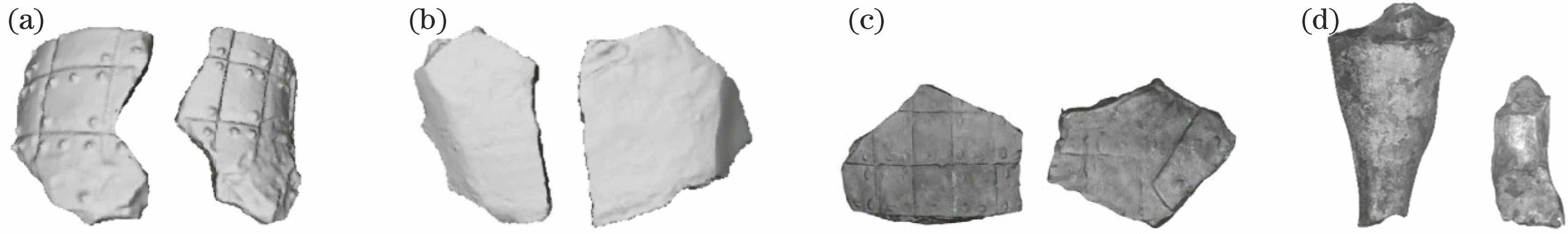 Terracotta blocks. (a) Group 1; (b) group 2; (c) group 3; (d) group 4