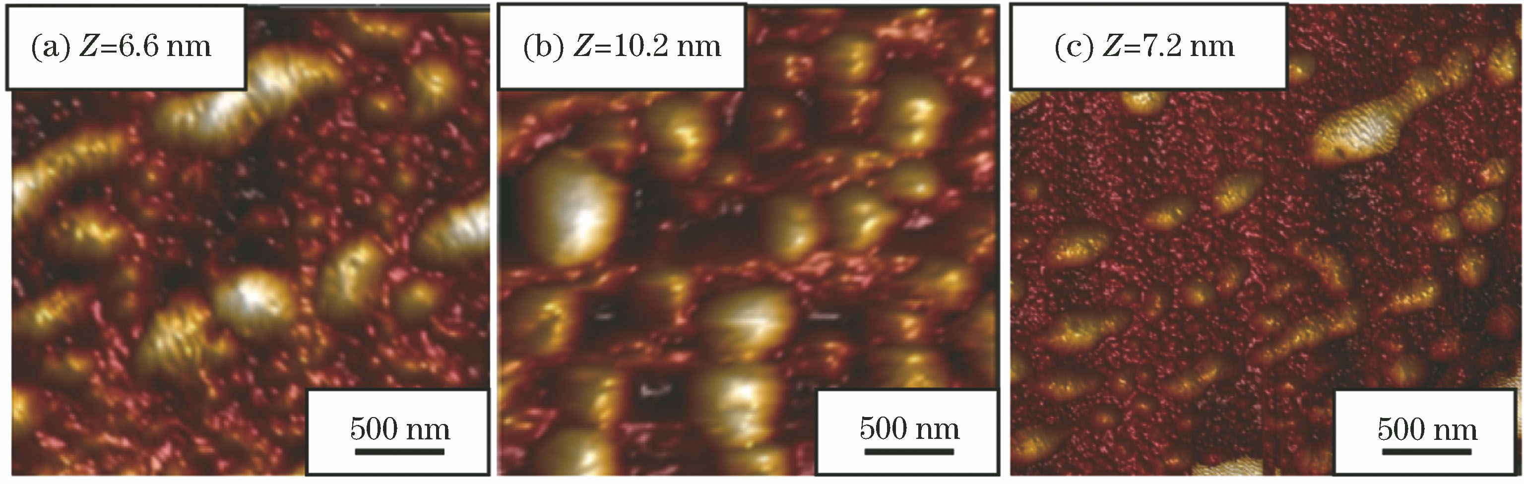 AFM images of sapphire under different etching parameters