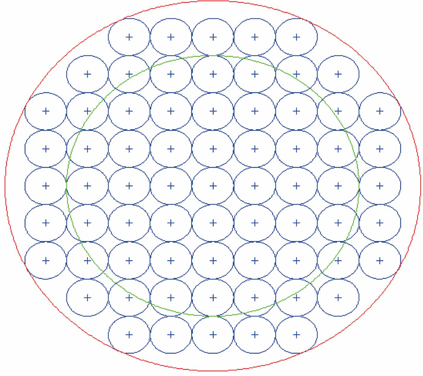 Actuator distribution of 69-actuator deformable mirror