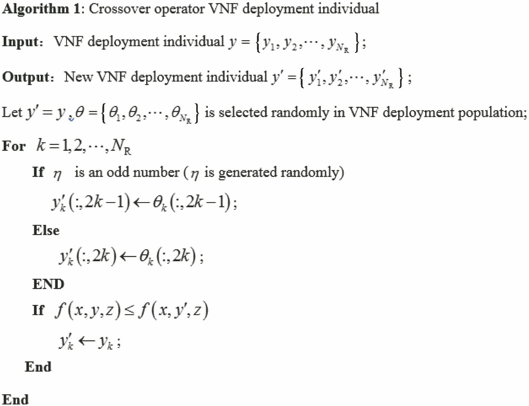 Crossover operator for VNF deployment individual