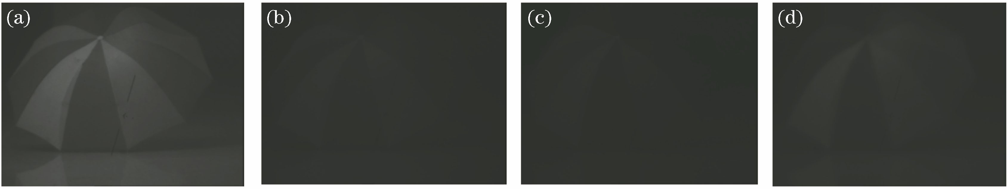Source images for Scene 1. (a) Full-wave image; (b) short-wave image; (c) medium-wave image; (d) long-wave image