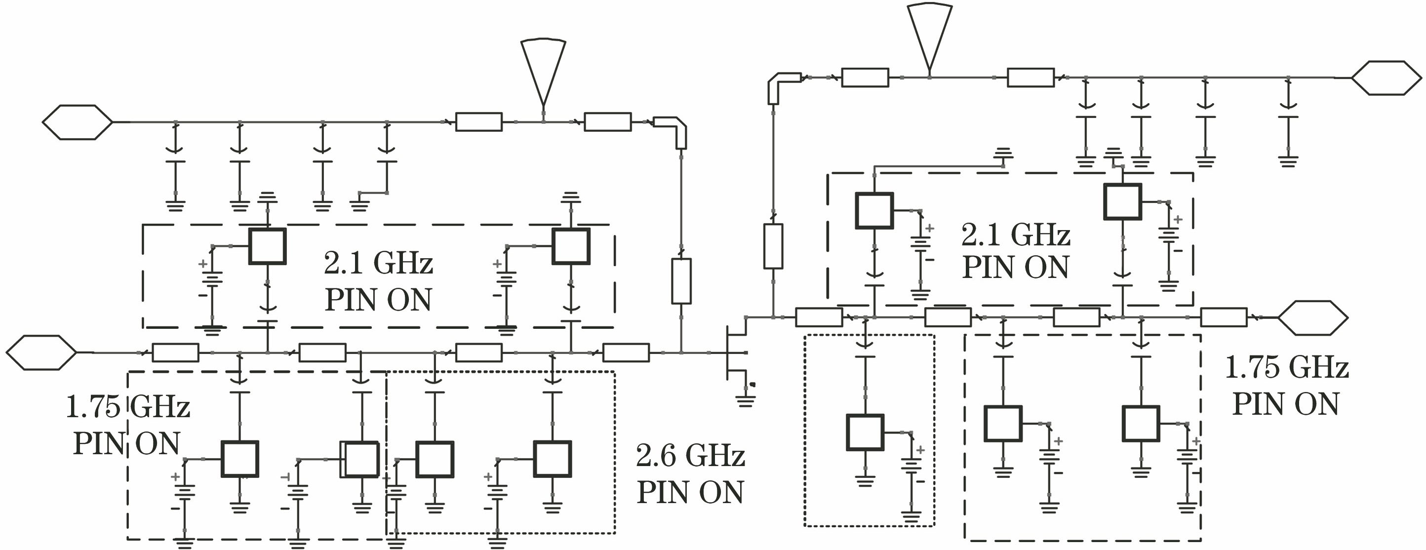 Overall circuit diagram of reconfigurable power amplifier