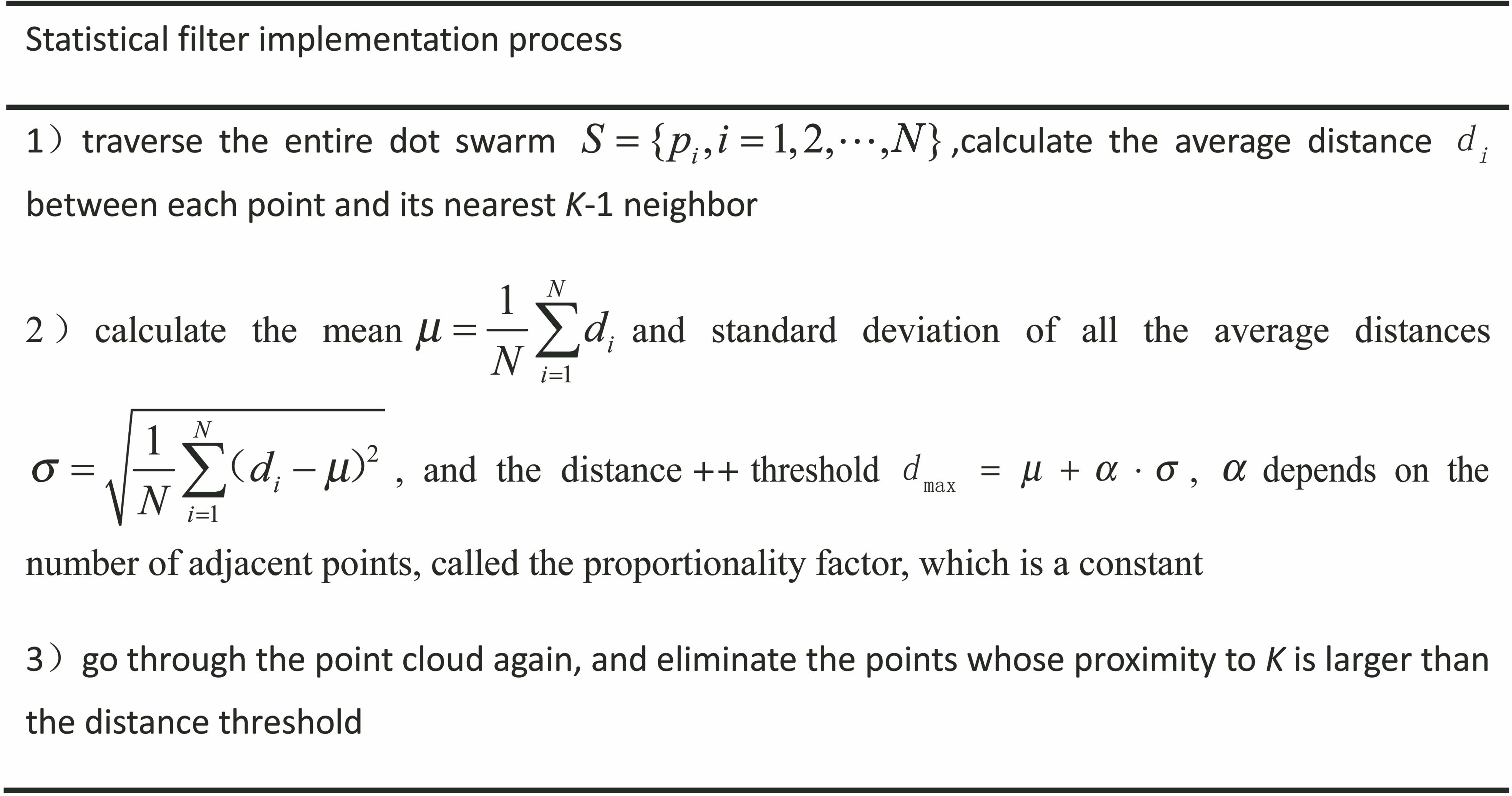 Implementation process of statistical filter