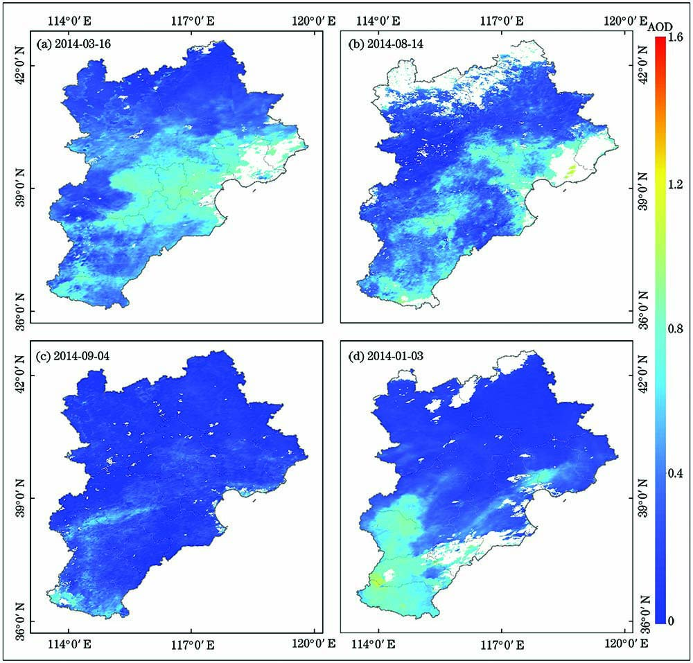 Spatial distribution of MCD19A2 AOD in the Beijing-Tianjin-Hebei region