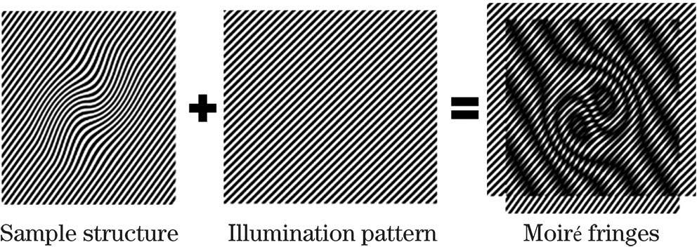 Generation of Moiré fringes. If sample structure is multiplied by structural light, beat pattern (Moiré fringes) will appear