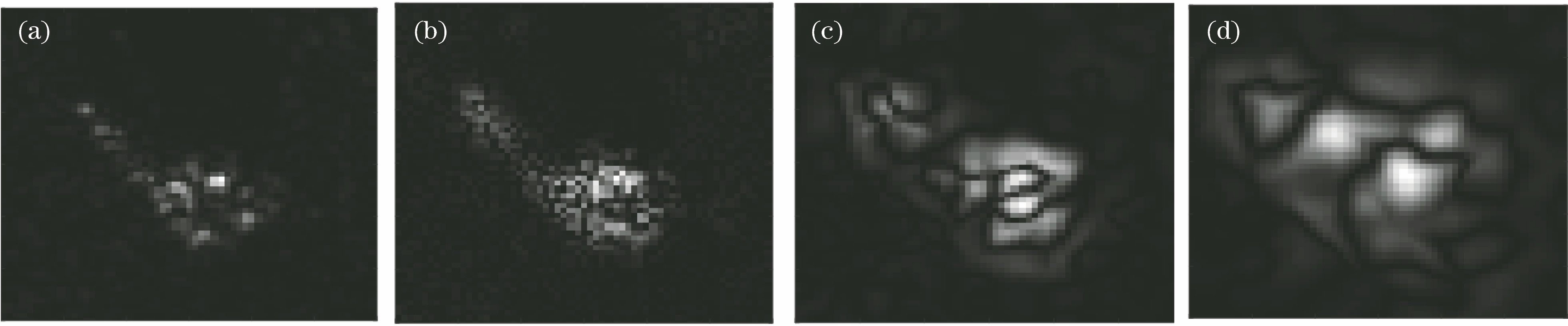 Illustration of decomposition of SAR images via BEMD. (a) Original image; (b) BIMF at first level; (c) BIMF at second level; (d) BIMF at third level