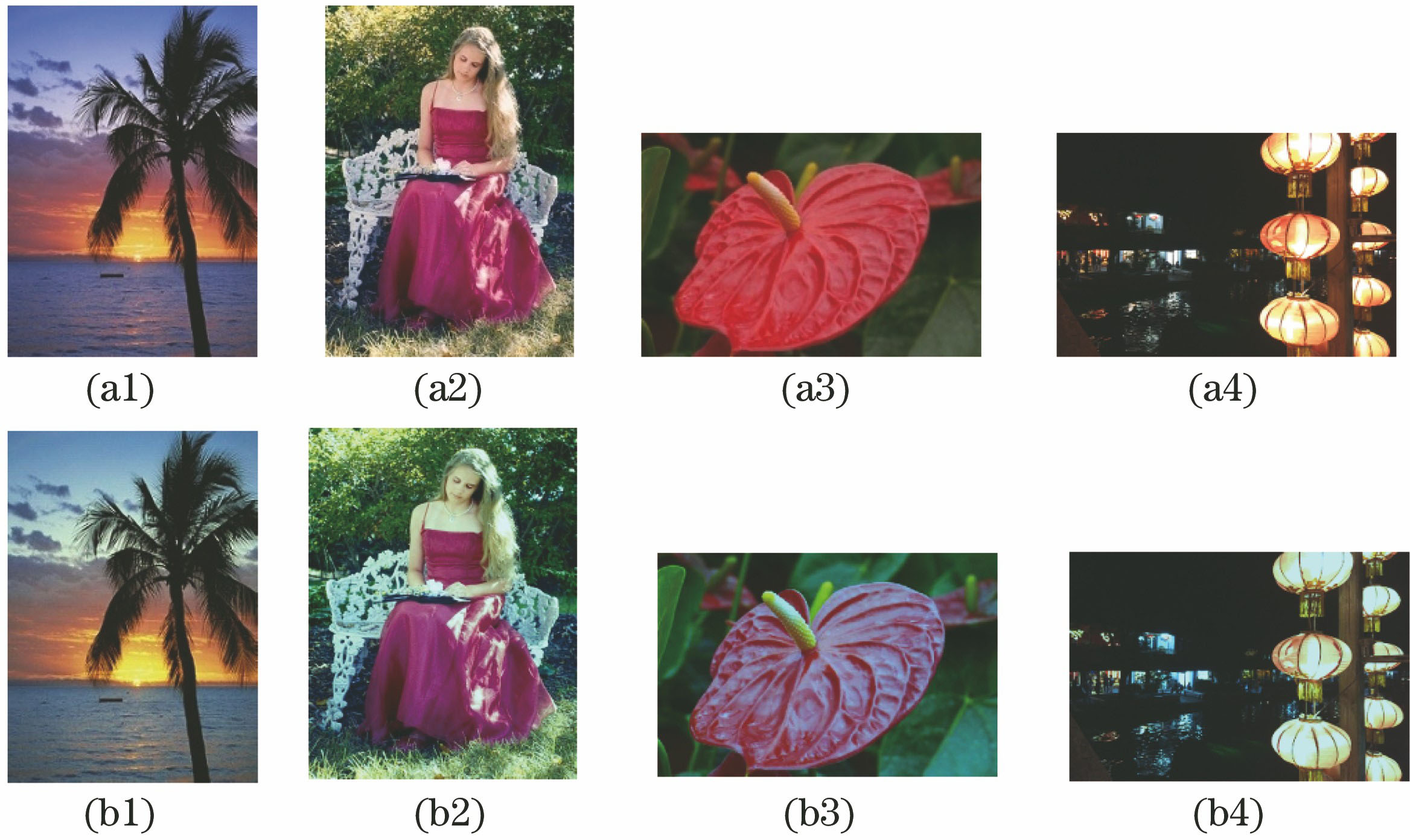 Image comparison. (a) Original image; (b) image after color constancy processing