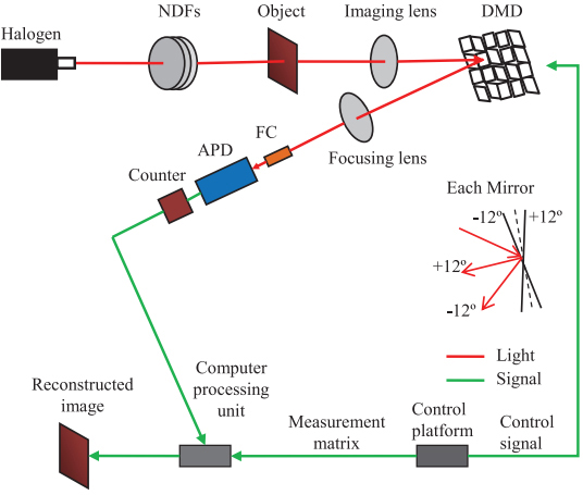 Experimental setup for single-photon imaging with compressive sensing[30]