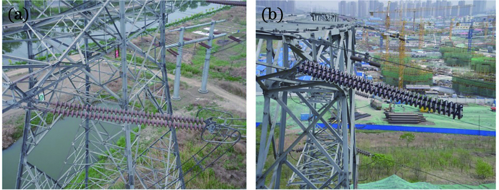 Image of the insulator. (a) Normal image; (b) image with defects
