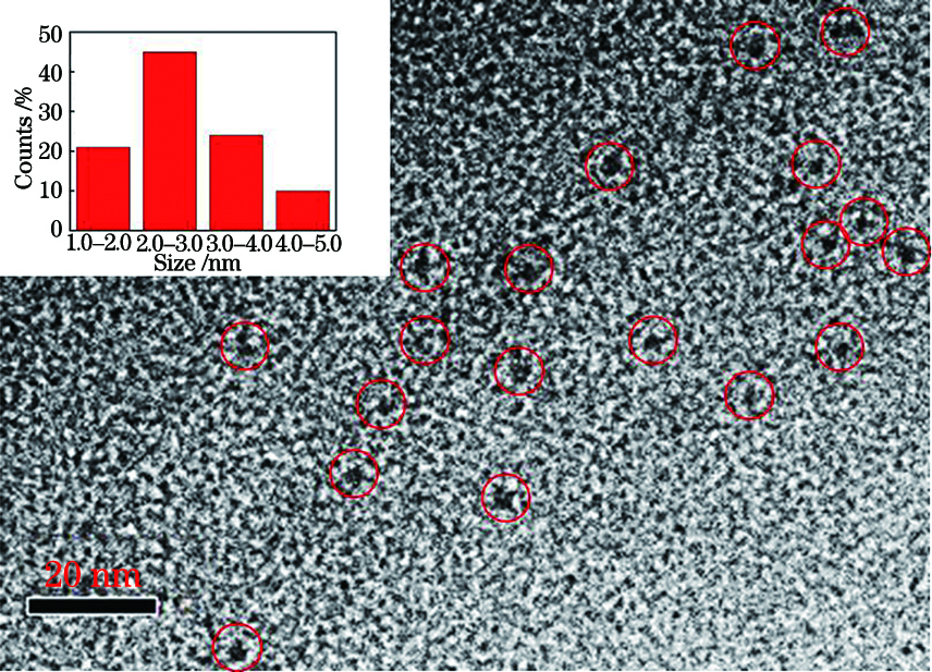GSH-AuNCs transmission electron microscope image, illustrated with particle size distribution