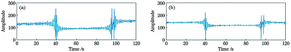 Time domain signal. (a) Original pulse wave; (b) background signal